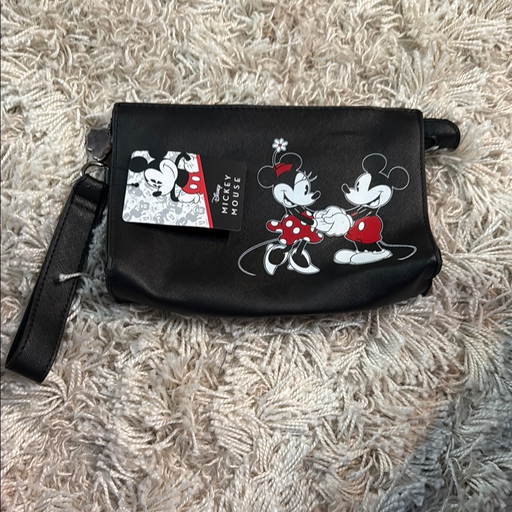Disney Black Mickey Mouse Embroidered Wristlet